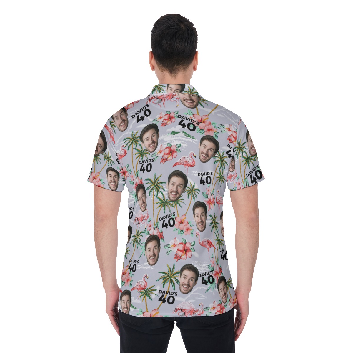 Custom Birthday Flamingo Polo Shirt With Name And Face