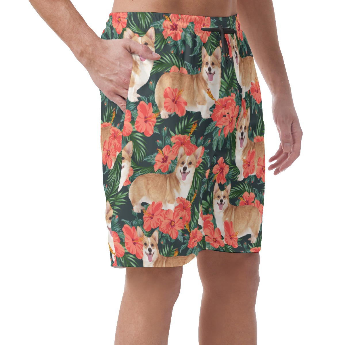 Customized Floral Hawaiian Summer Beach Shorts With Dog Face