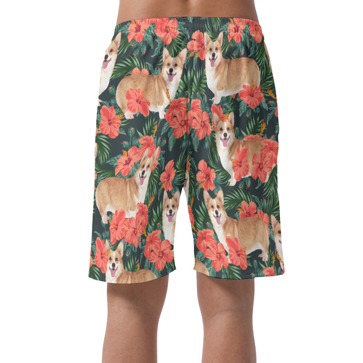 Customized Floral Hawaiian Summer Beach Shorts With Dog Face
