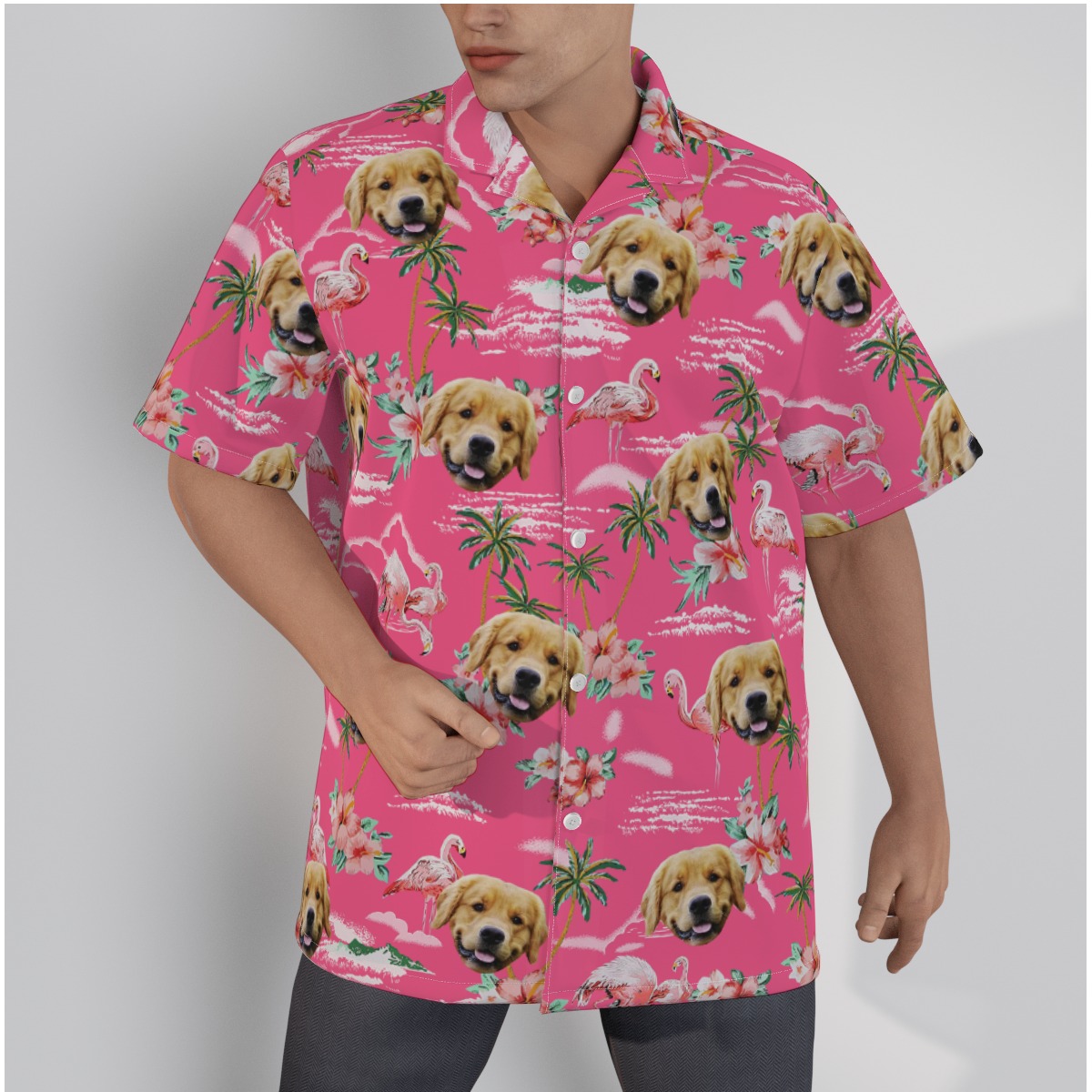 Pink Beach Hawaiian Shirt With Dog Face - variant image 1