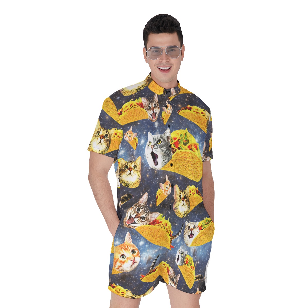 Cute Taco Cat Hawaiian Romper For Men - variant image 1