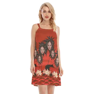 Custom Face Palm Tree Hawaiian Summer Dress For Women
