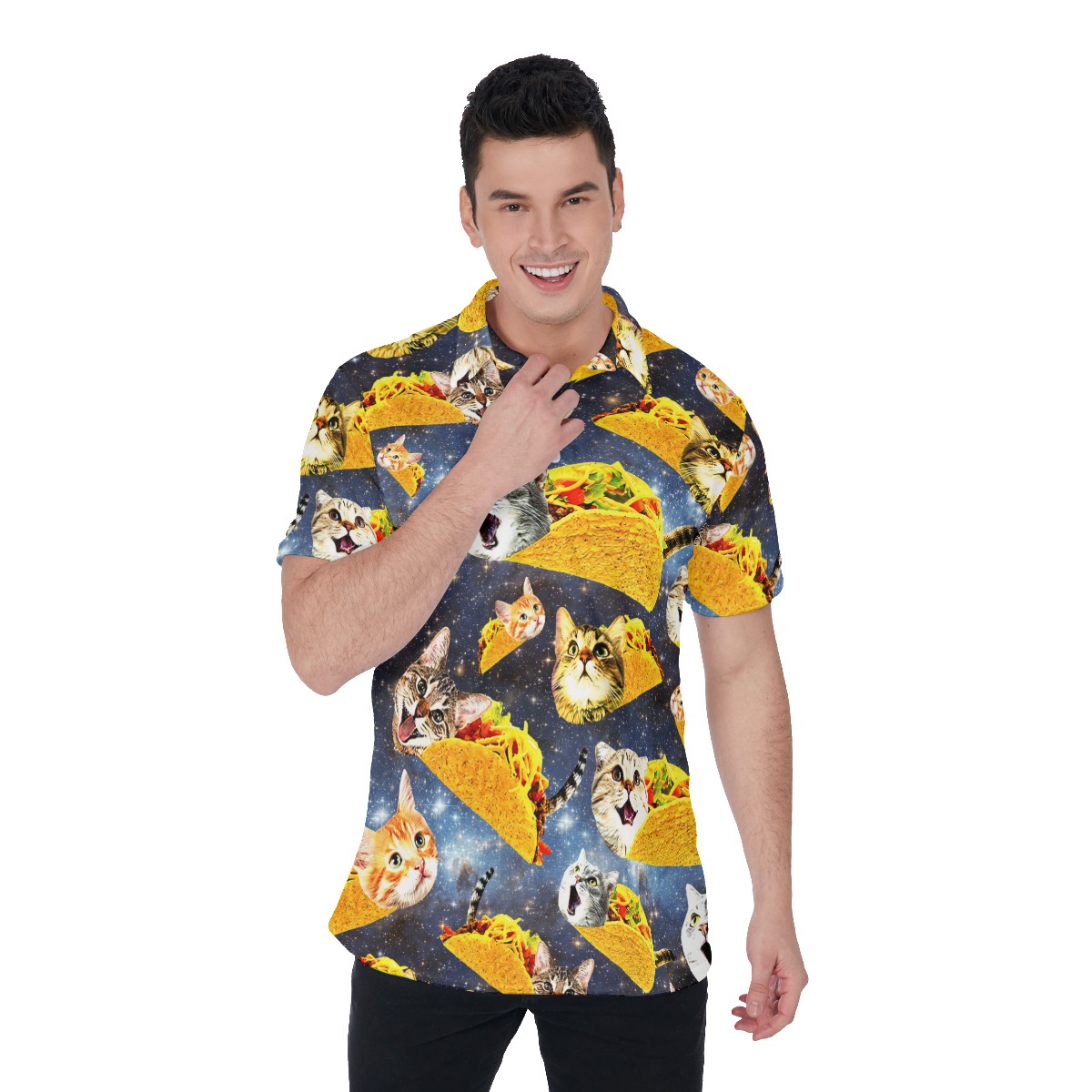 Cute Taco Cat Hawaiian Polo Shirt - variant image 1