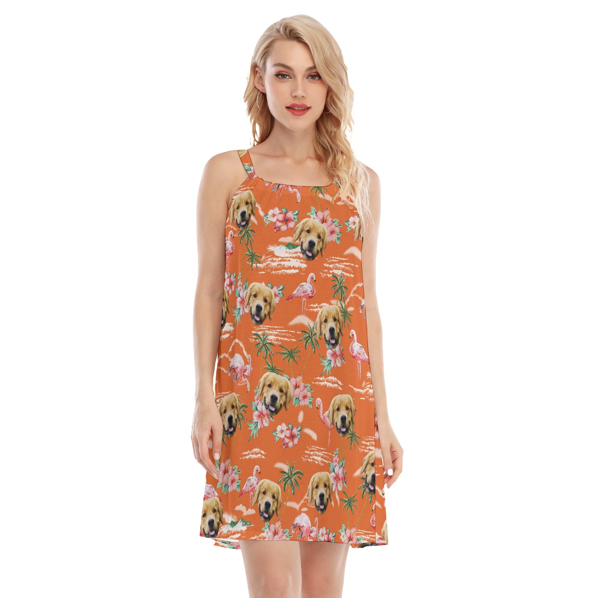 Orange Beach Flamingo Beach Dress With Dog Face - variant image 1