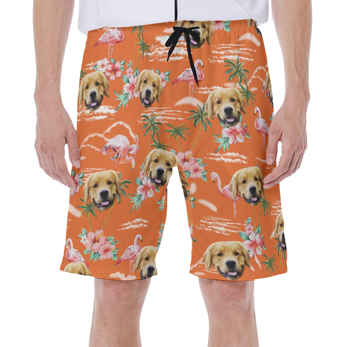 Orange Beach Flamingo Beach Men's Shorts With Custom Dog Face - variant image 1