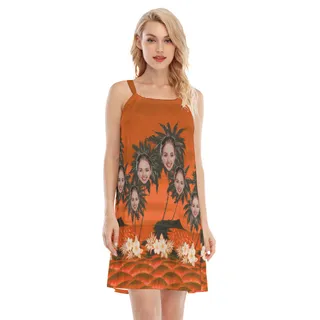 Funny Custom Face Palm Tree Orange Aloha Cami Dress