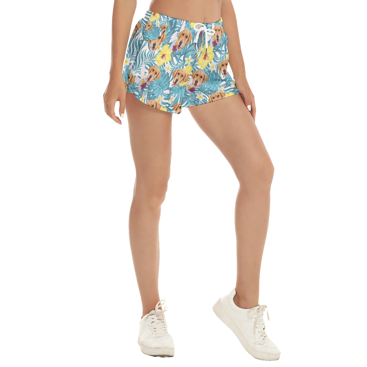 Women's Hawaiian Beach Shorts Custom Dog's Face - variant image 1