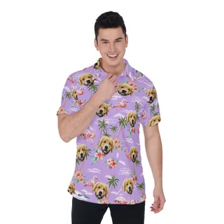 Purple Flamingo Custom Face Men's Polo Shirt