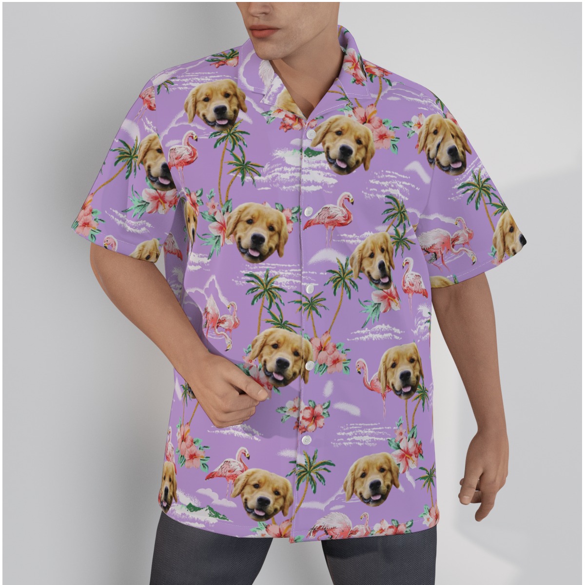 Purple Beach Hawaiian Shirt With Custom Dog - variant image 1