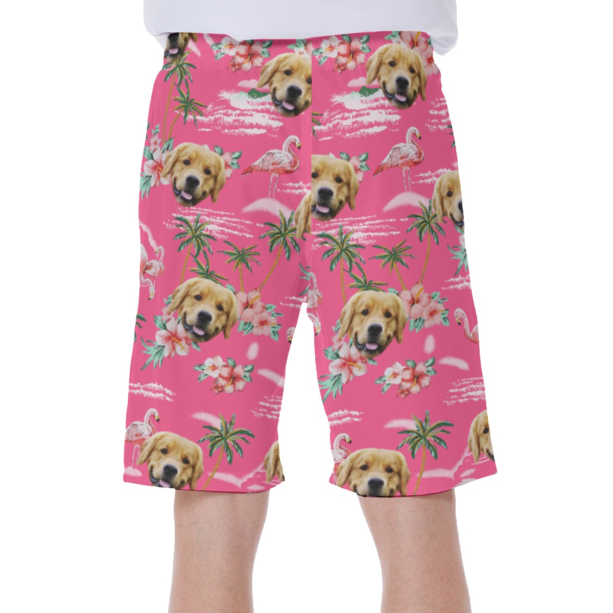 Unique Pink Custom Face Men's Swim Trunks