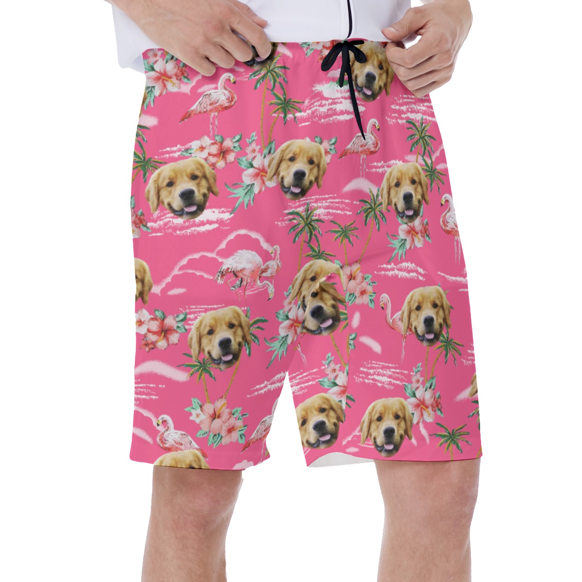Unique Pink Custom Face Men's Swim Trunks