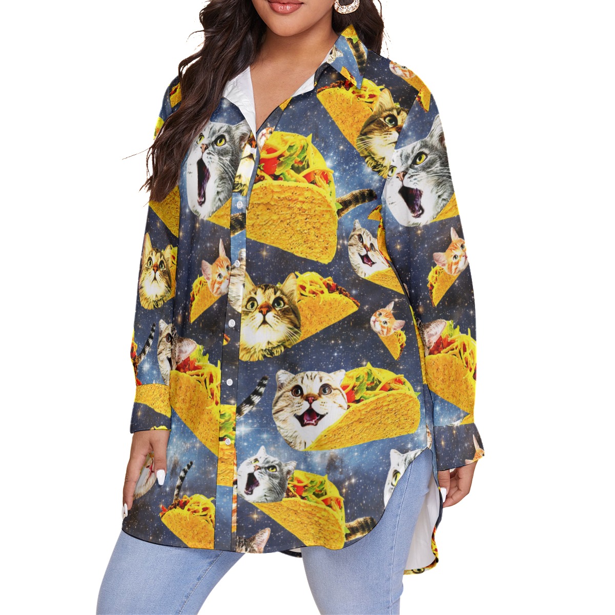 Funny Taco Cat Women's Hawaiian Plus Size Shirt