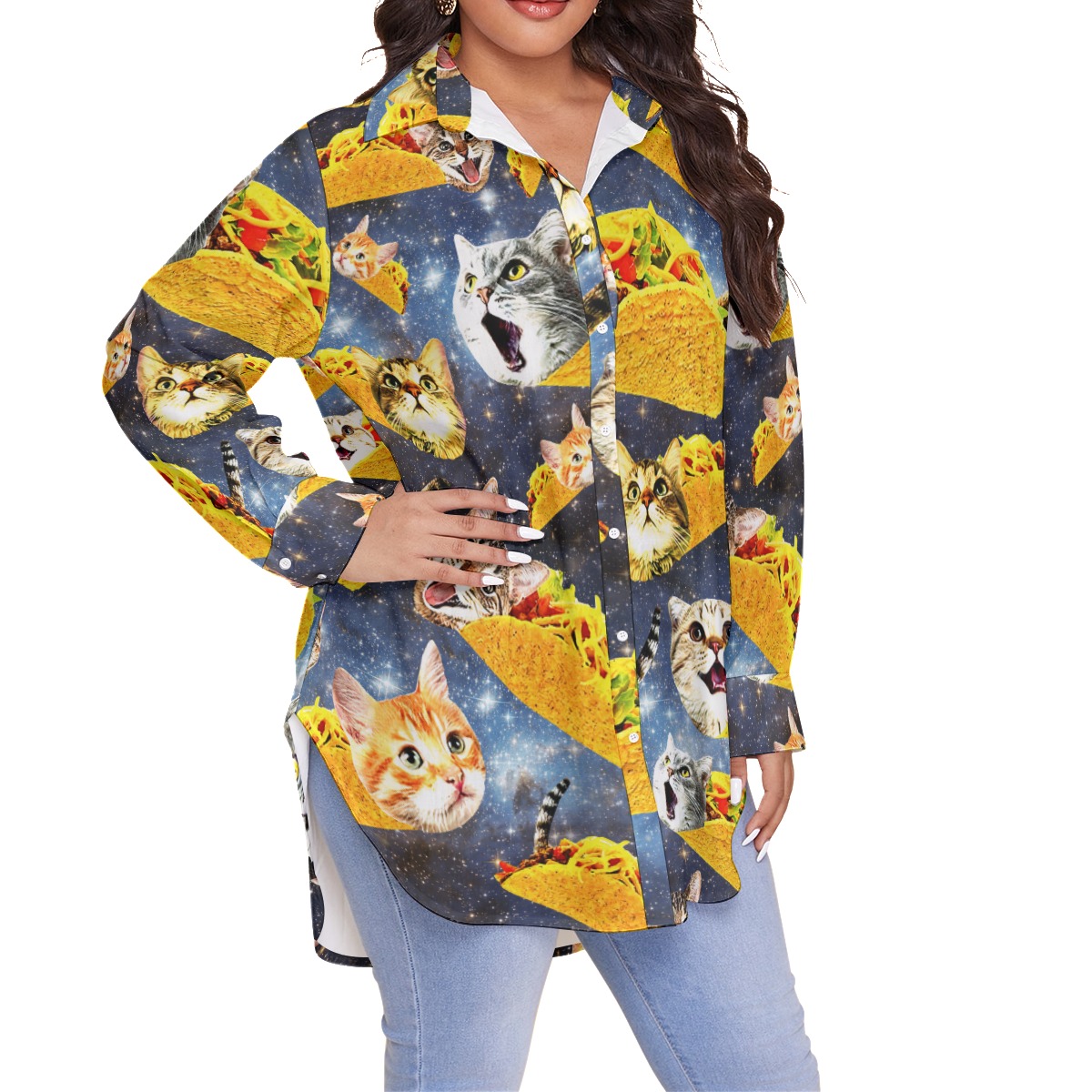 Funny Taco Cat Women's Hawaiian Plus Size Shirt