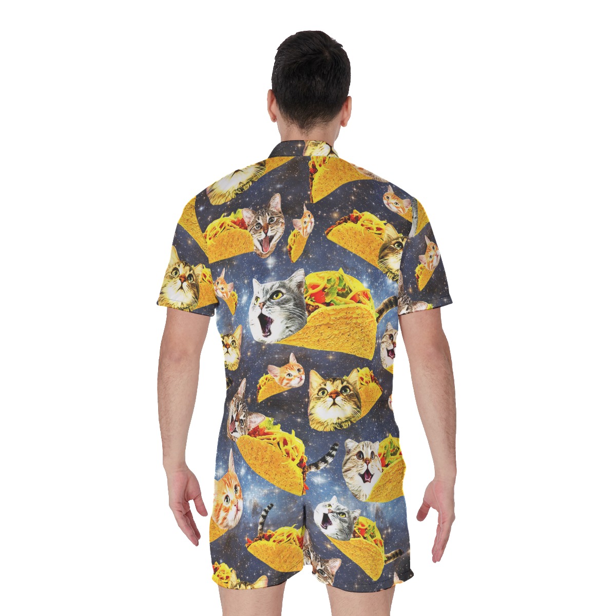 Cute Taco Cat Hawaiian Romper For Men