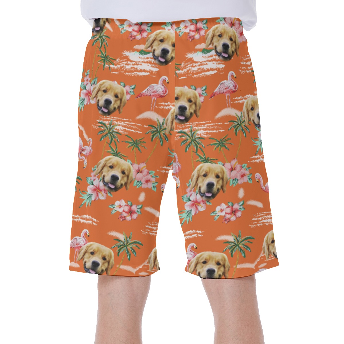Orange Beach Flamingo Beach Men's Shorts With Custom Dog Face