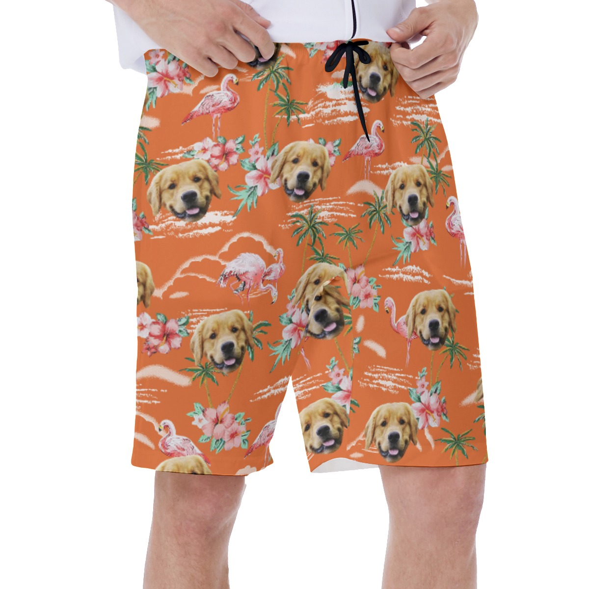 Orange Beach Flamingo Beach Men's Shorts With Custom Dog Face
