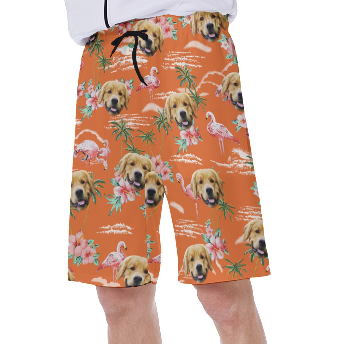 Orange Beach Flamingo Beach Men's Shorts With Custom Dog Face