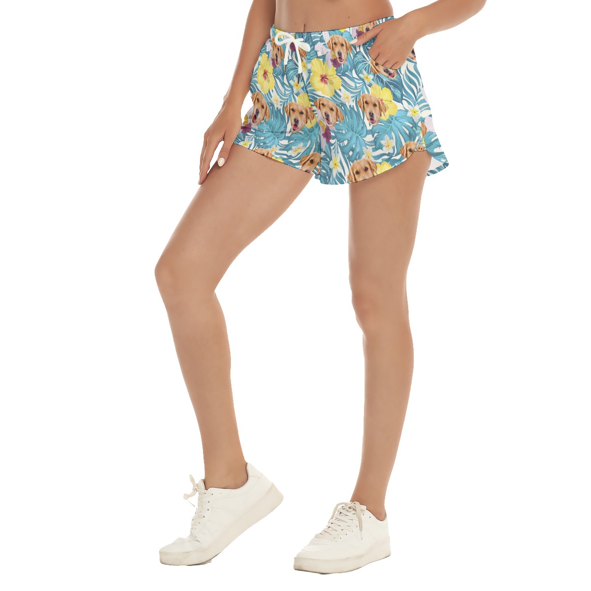 Women's Hawaiian Beach Shorts Custom Dog's Face