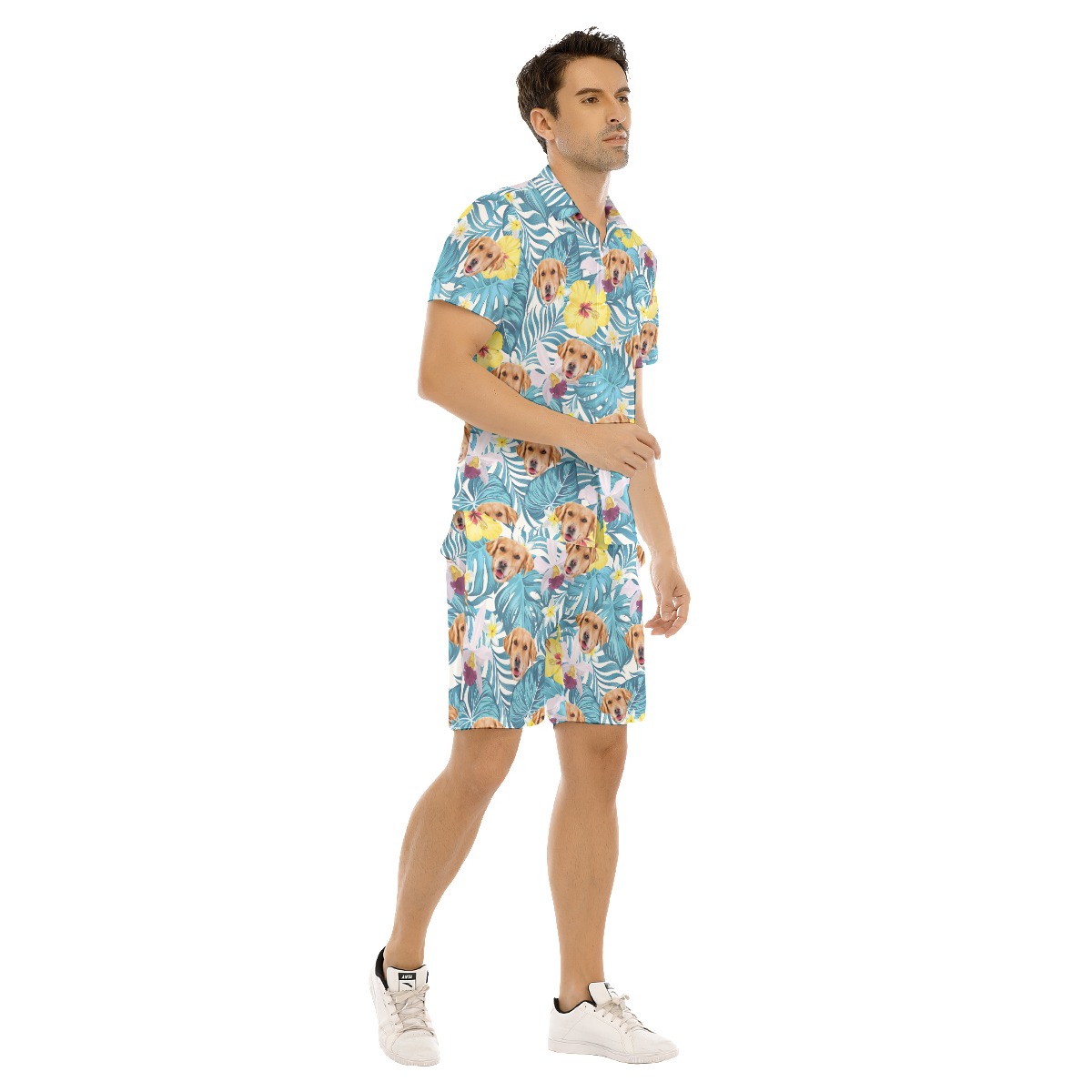 Men's Set Hawaiian Shirt With Dog Face