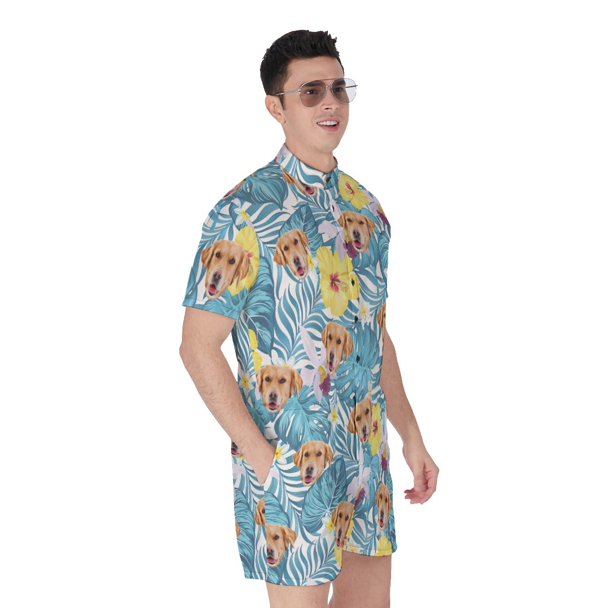 Custom Dog Face Men's Tropical Romper