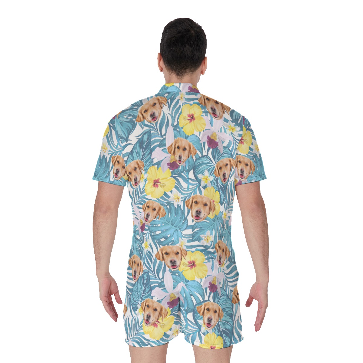 Custom Dog Face Men's Tropical Romper