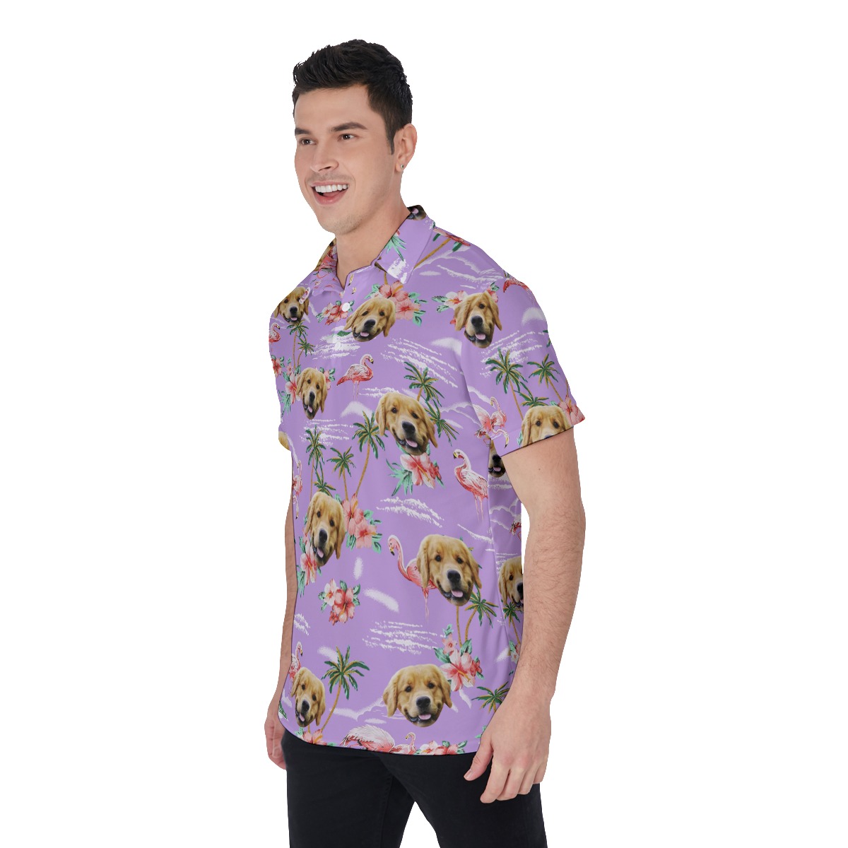Purple Flamingo Custom Face Men's Polo Shirt