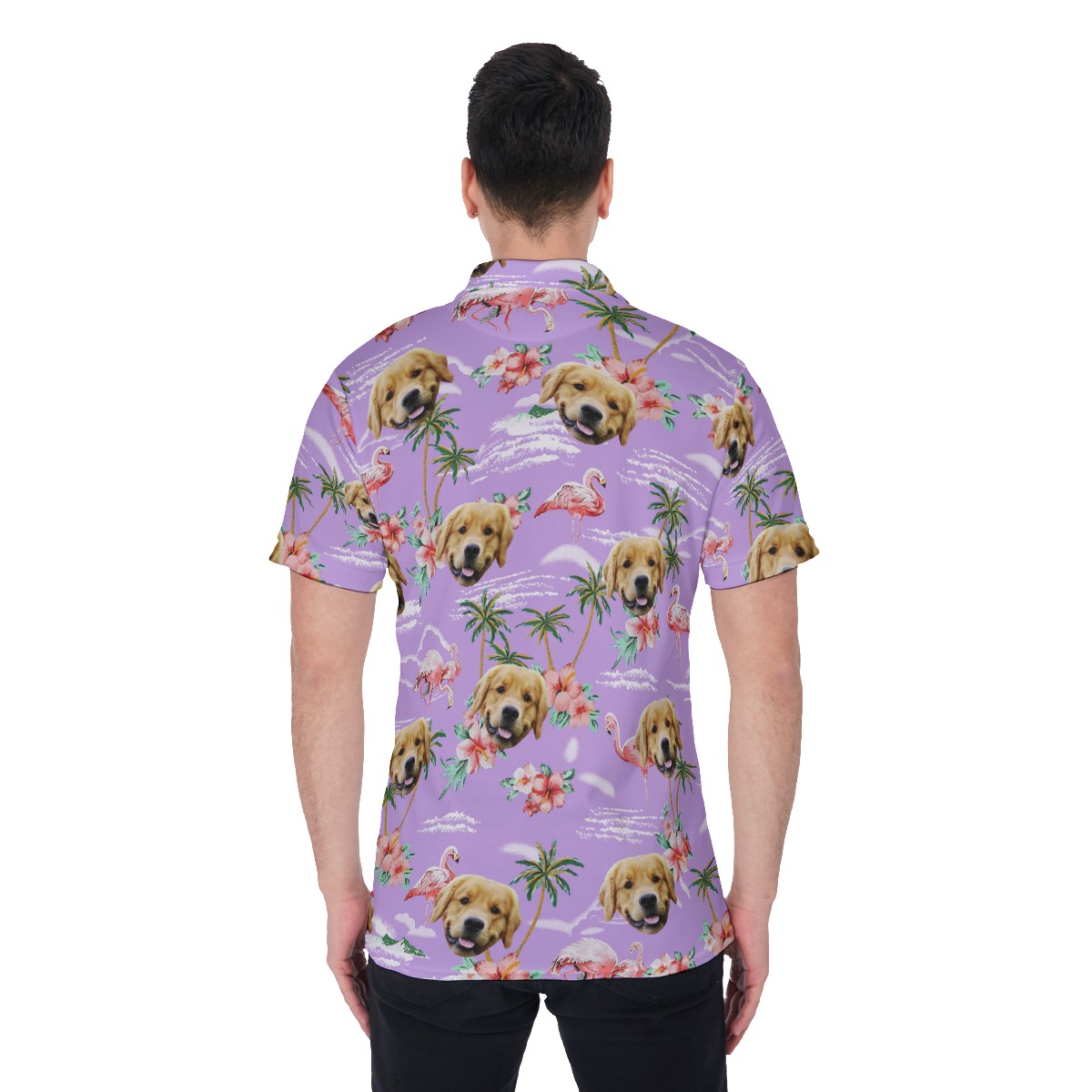 Purple Flamingo Custom Face Men's Polo Shirt