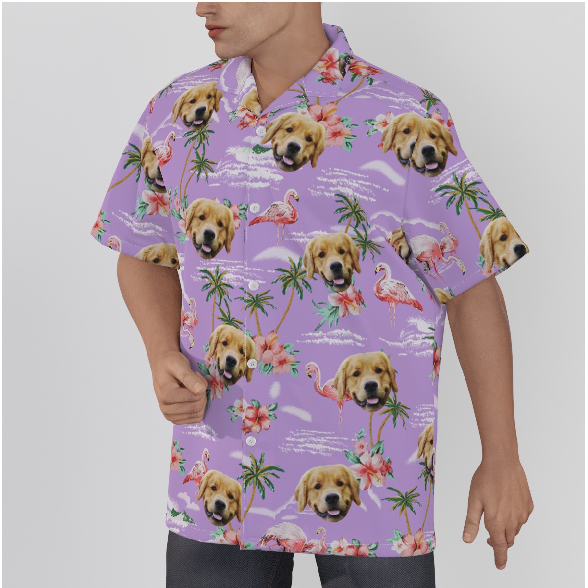 Purple Beach Hawaiian Shirt With Custom Dog