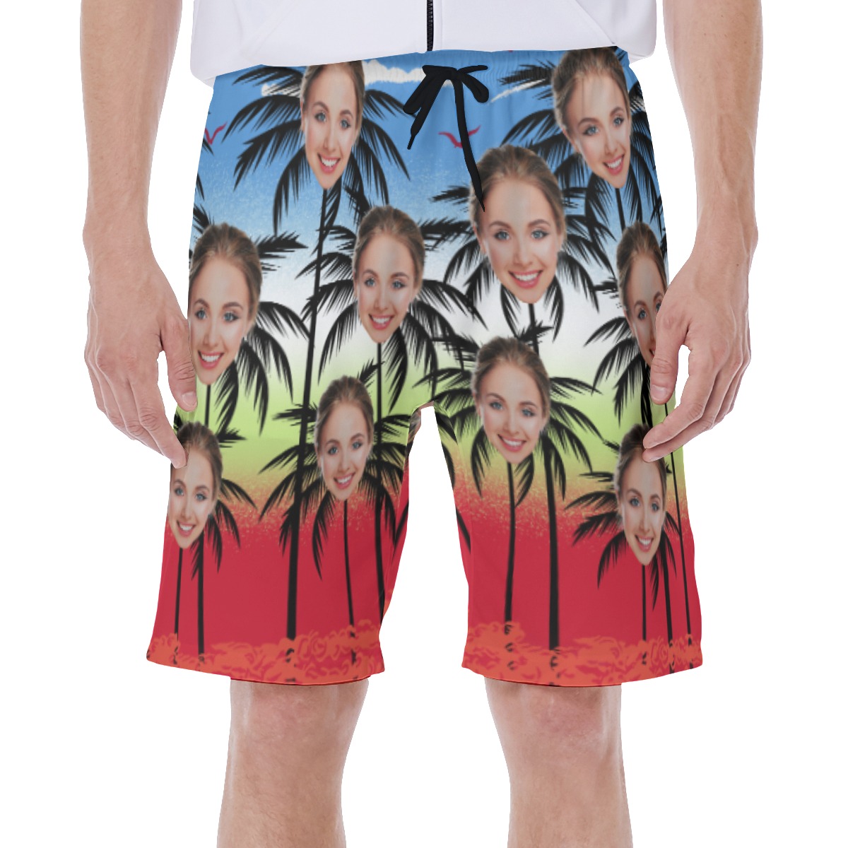 Funny Custom Face With Palm Tree Men's Hawaiian Swimwear - variant image 1