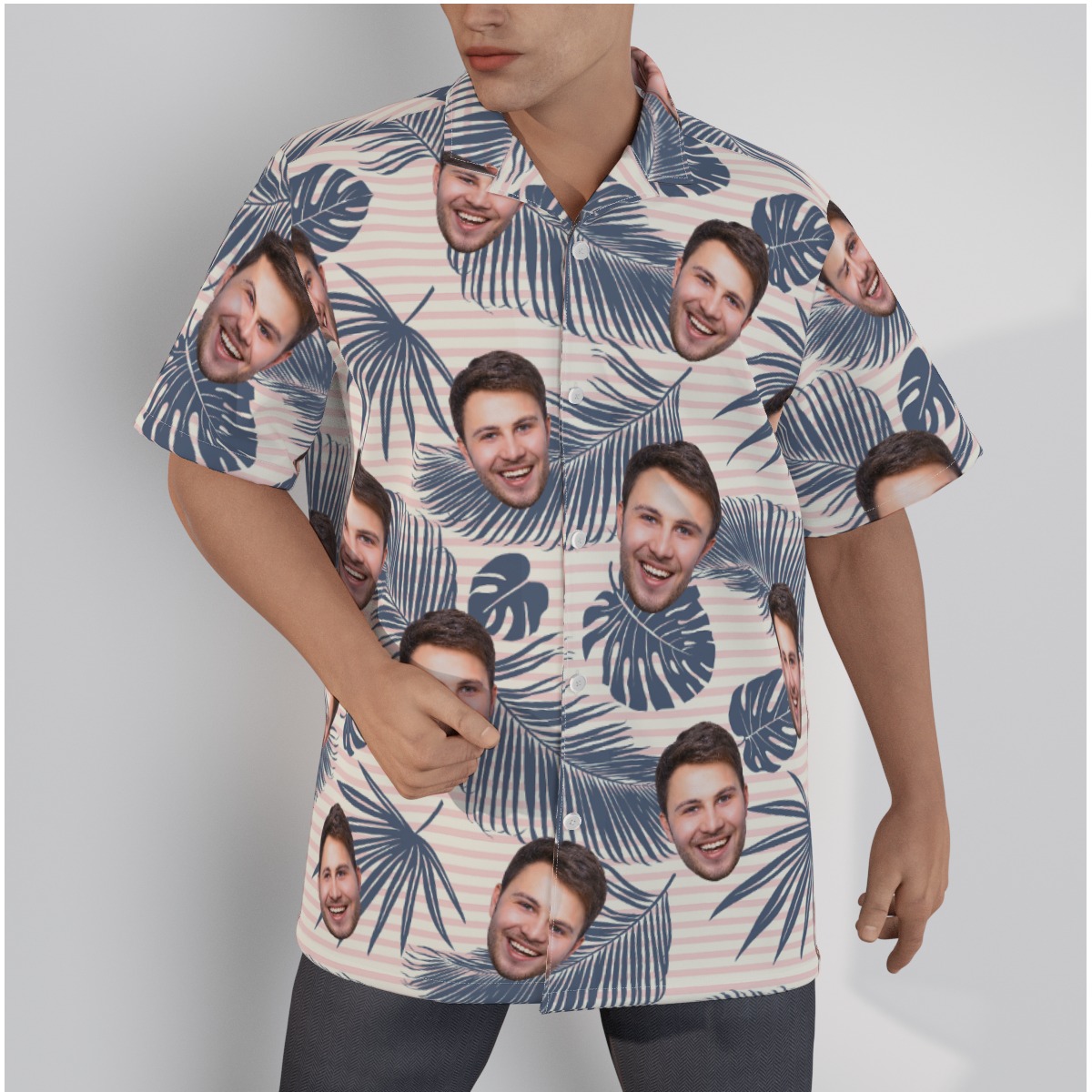 Tropical Leaf Custom Face Leaf Hawaiian Shirt - variant image 1
