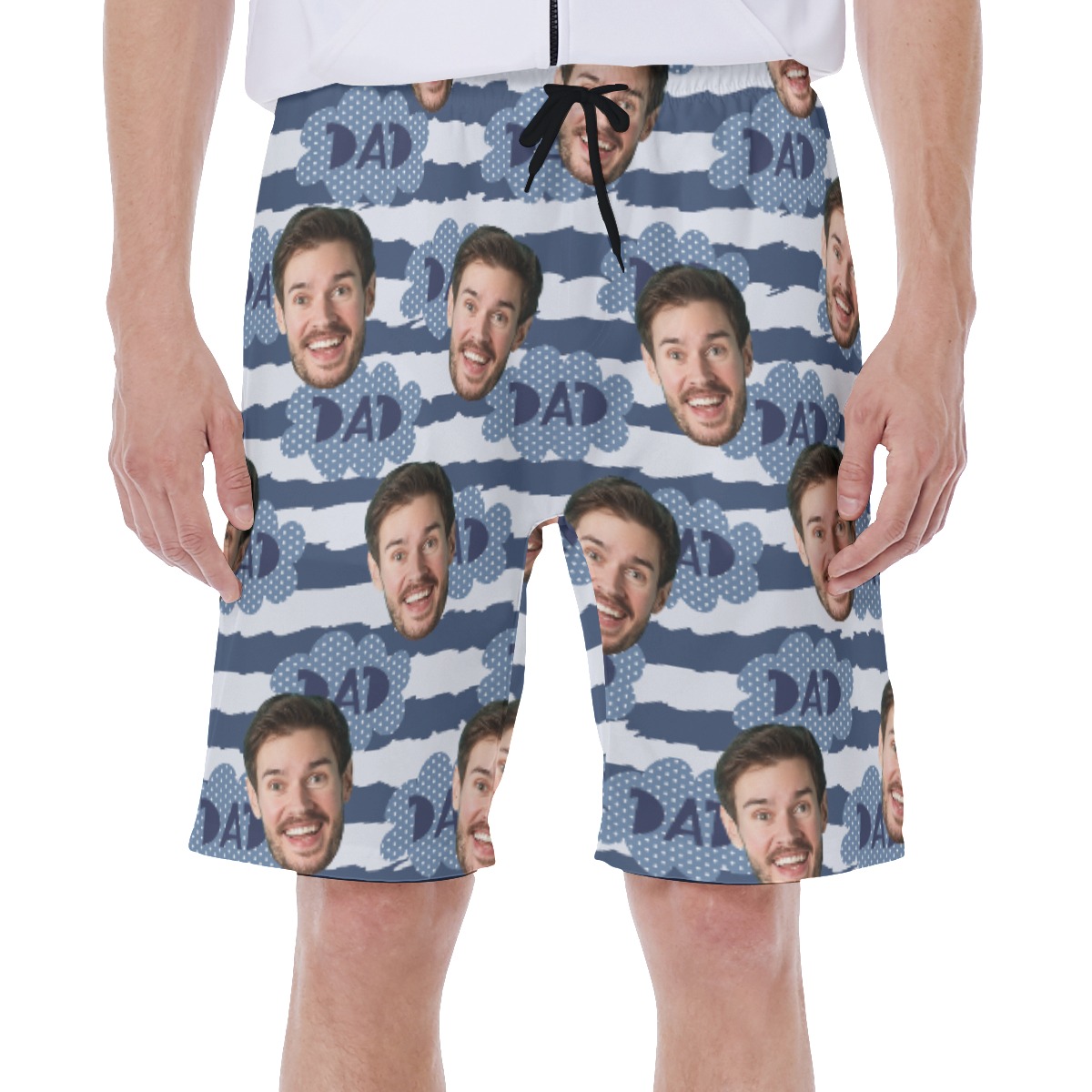 Happy Father's Day Customize Men's Hawaiian Swim Trunks With Face - variant image 1
