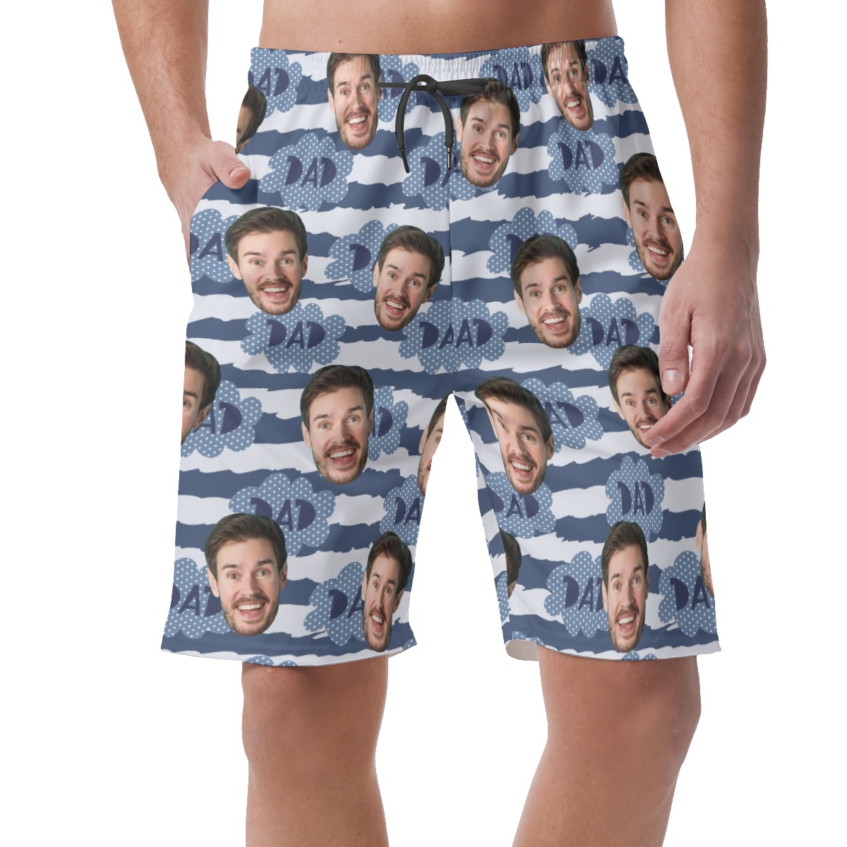 Funny Gift For Father's Day Custom Face Hawaiian Beach Shorts - variant image 1