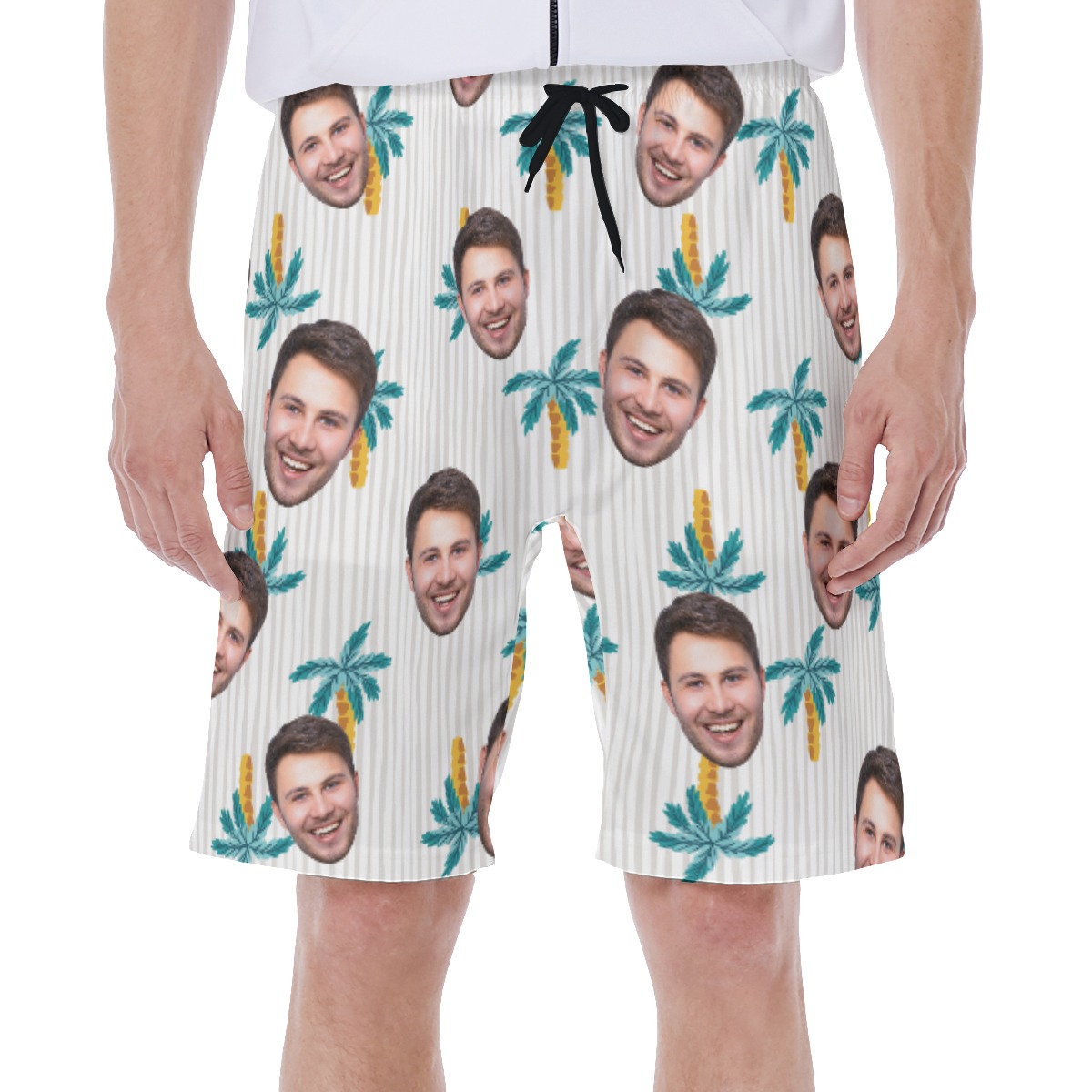 Unique Palm Tree Custom Face Men's Swim Trunks - variant image 1