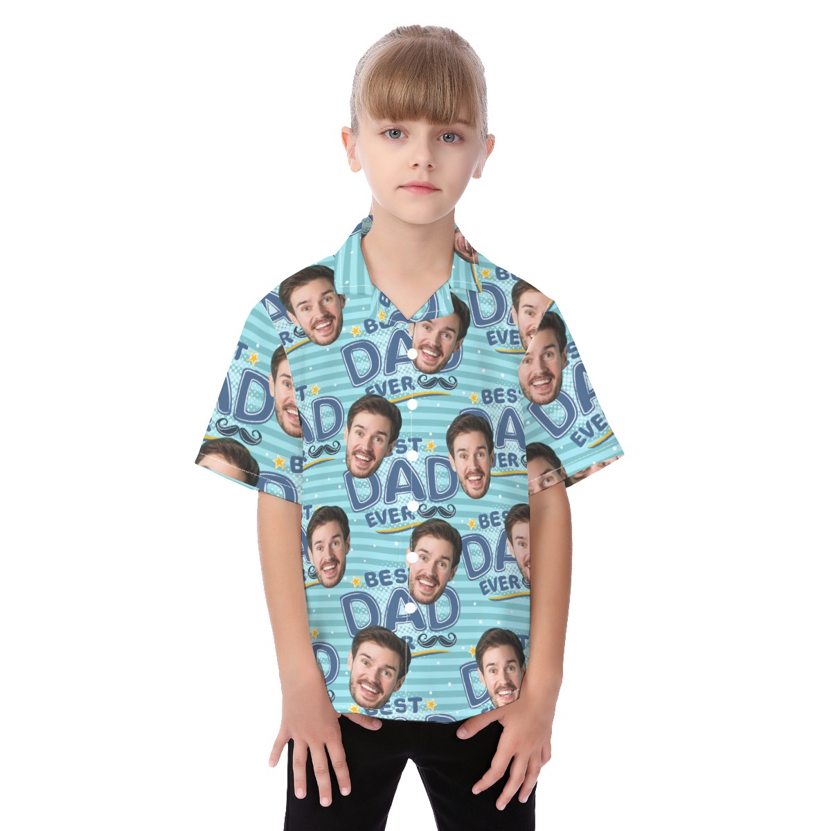 Cute Custom Face Best Dad Ever Aloha Shirt For Kids - variant image 1