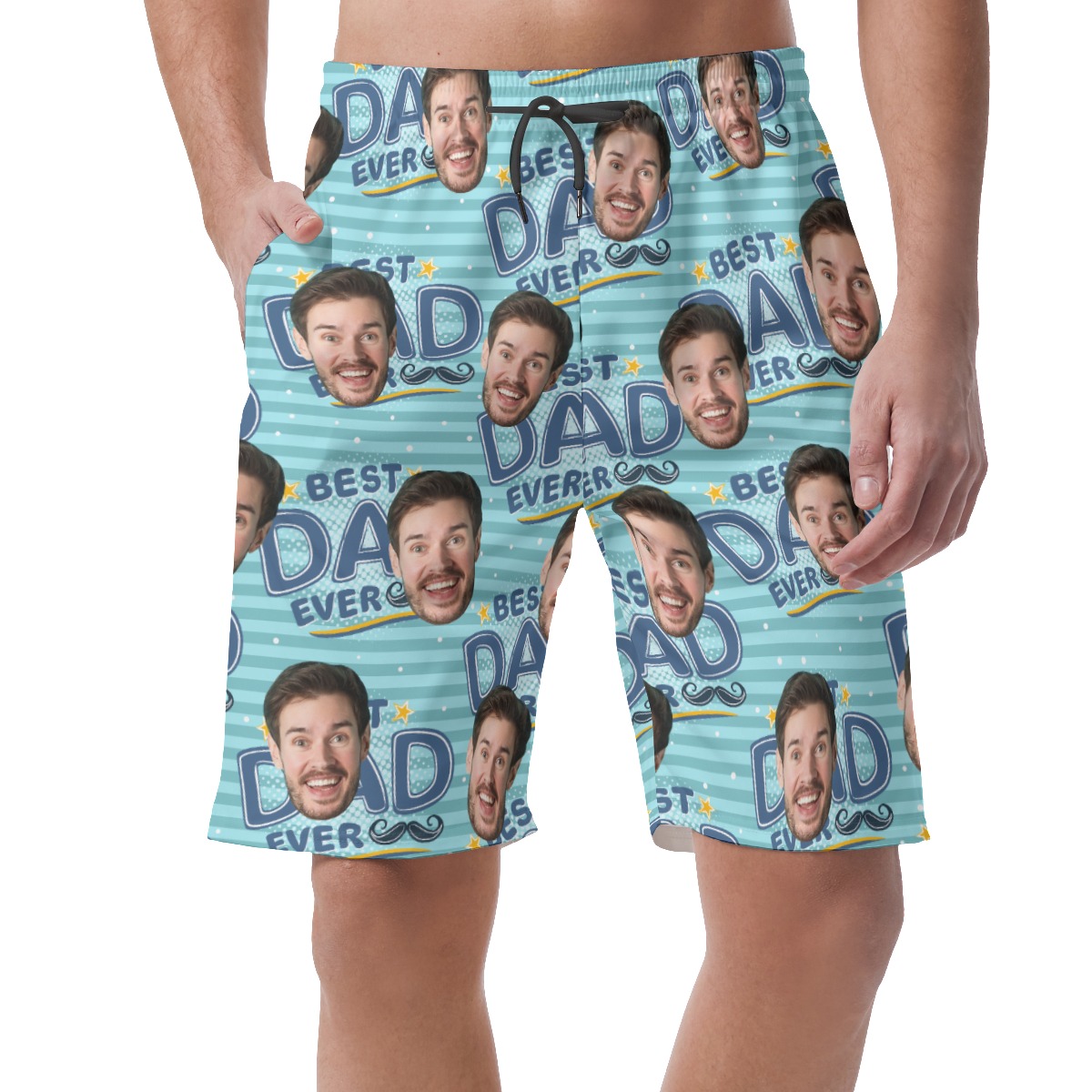 Happy Father's Day Custom Face Best Dad Ever Hawaiian Beach Shorts - variant image 1