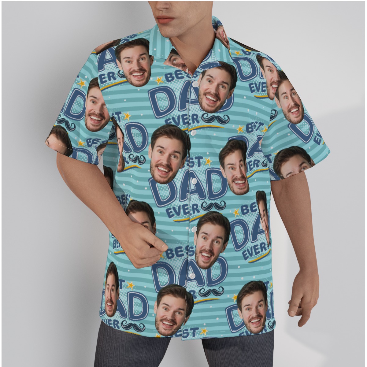 Custom Face Best Dad Ever Hawaiian Shirt - variant image 1