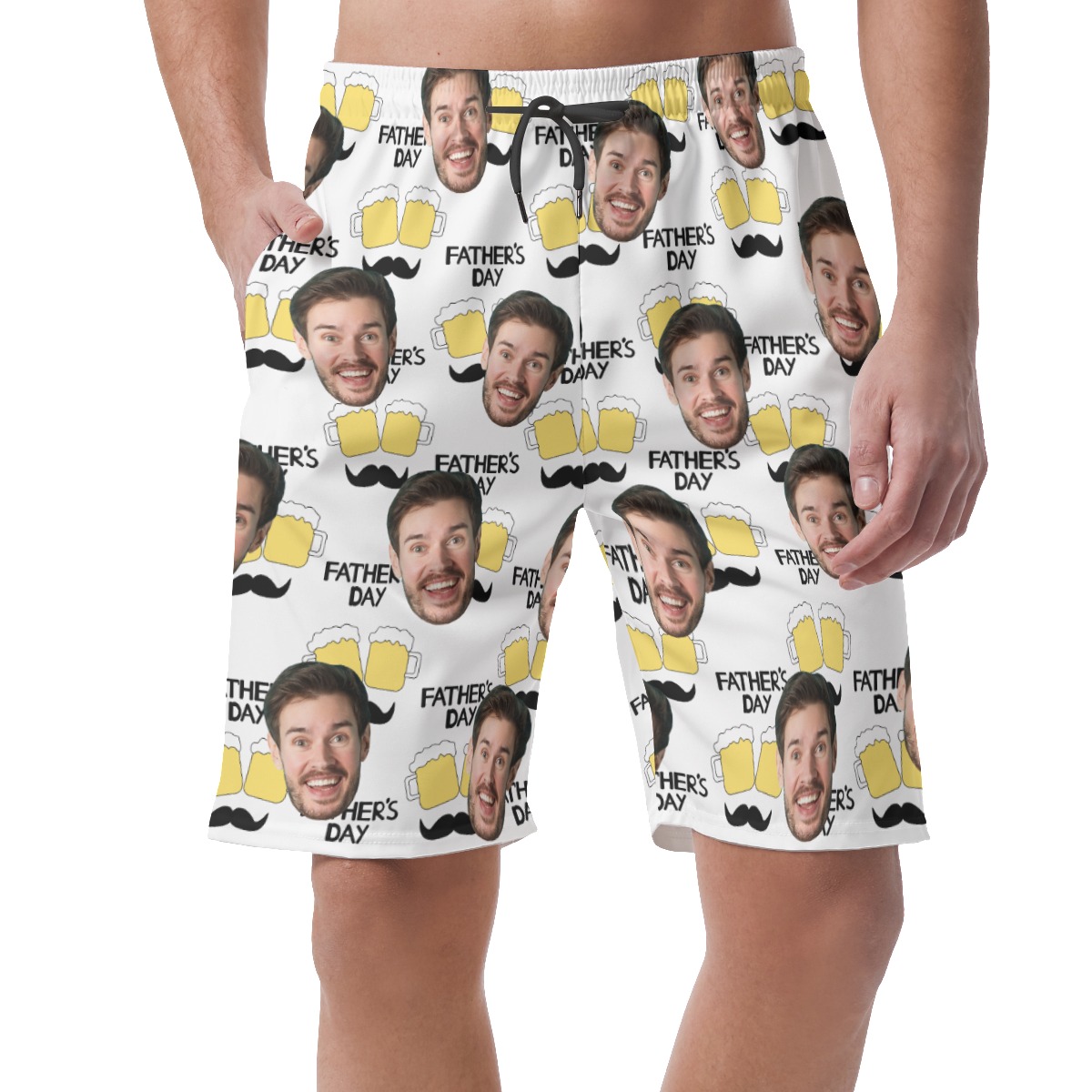 Custom Face Happy Father's Day Hawaiian Summer Beach Shorts - variant image 1