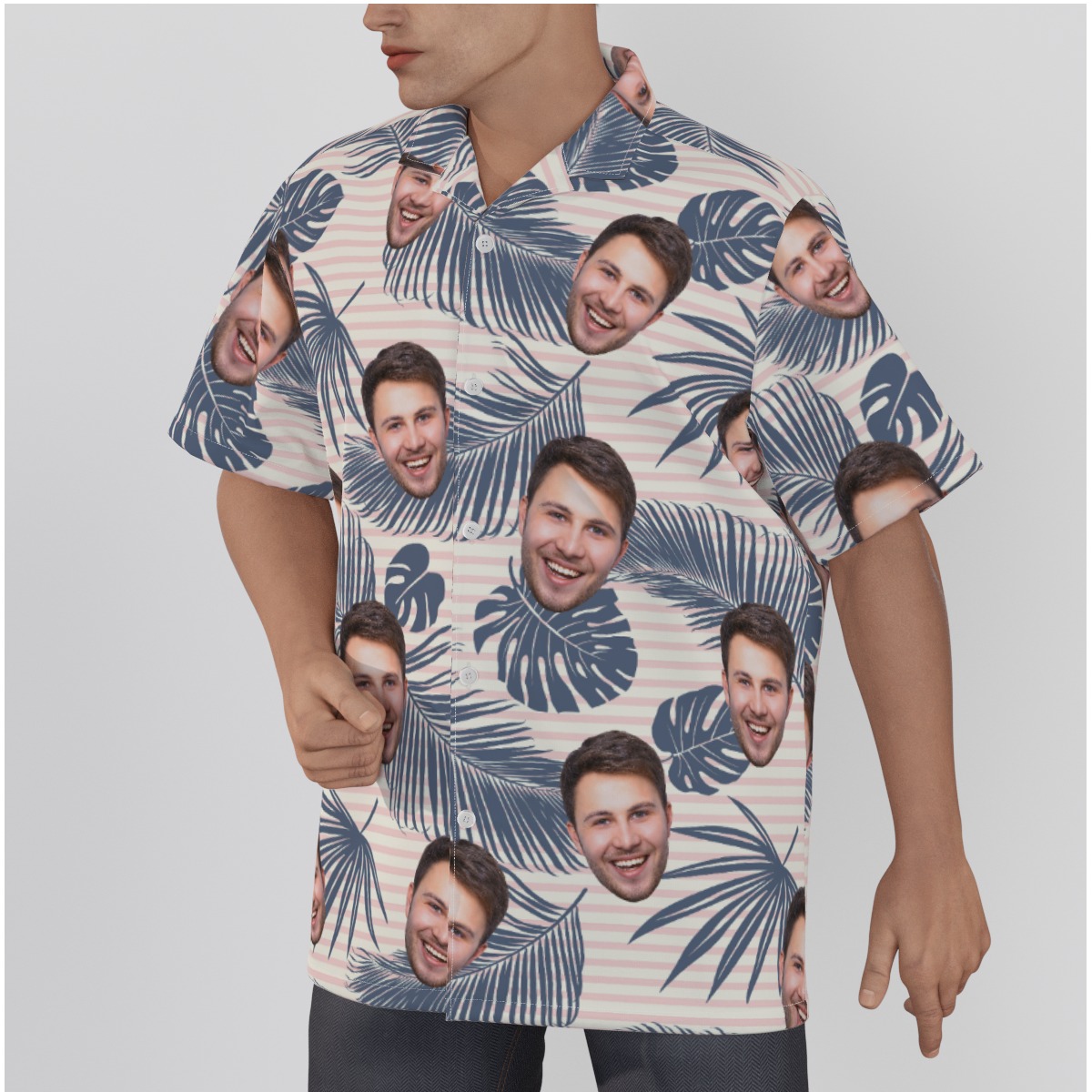 Tropical Leaf Custom Face Leaf Hawaiian Shirt