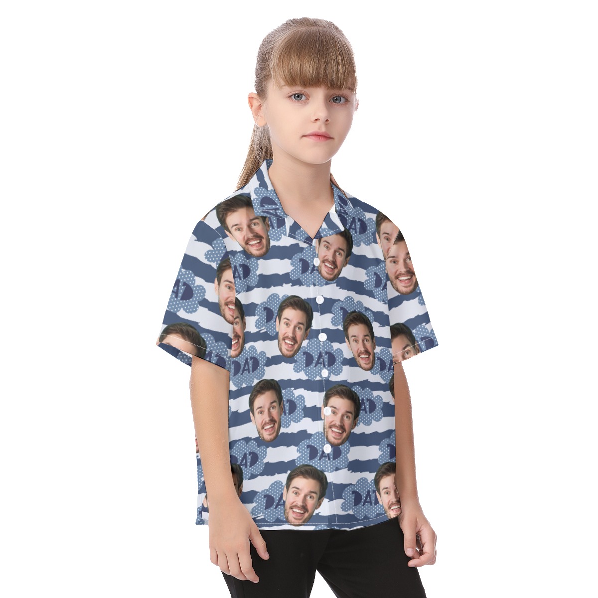 Funny Custom Face Blue Aloha Shirt For Kids