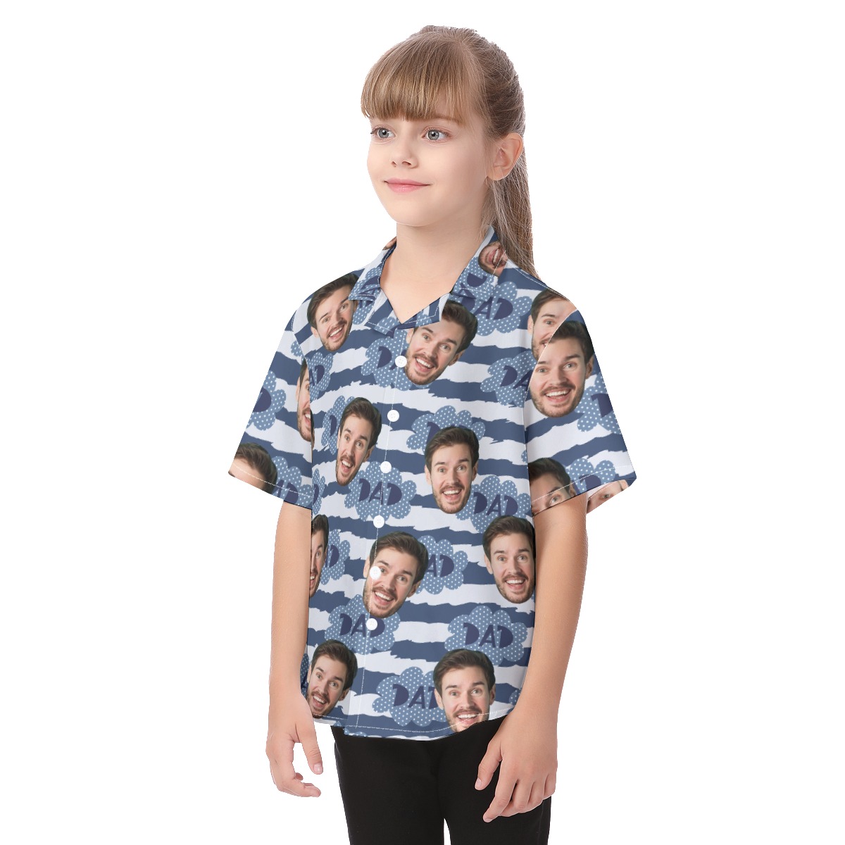 Funny Custom Face Blue Aloha Shirt For Kids