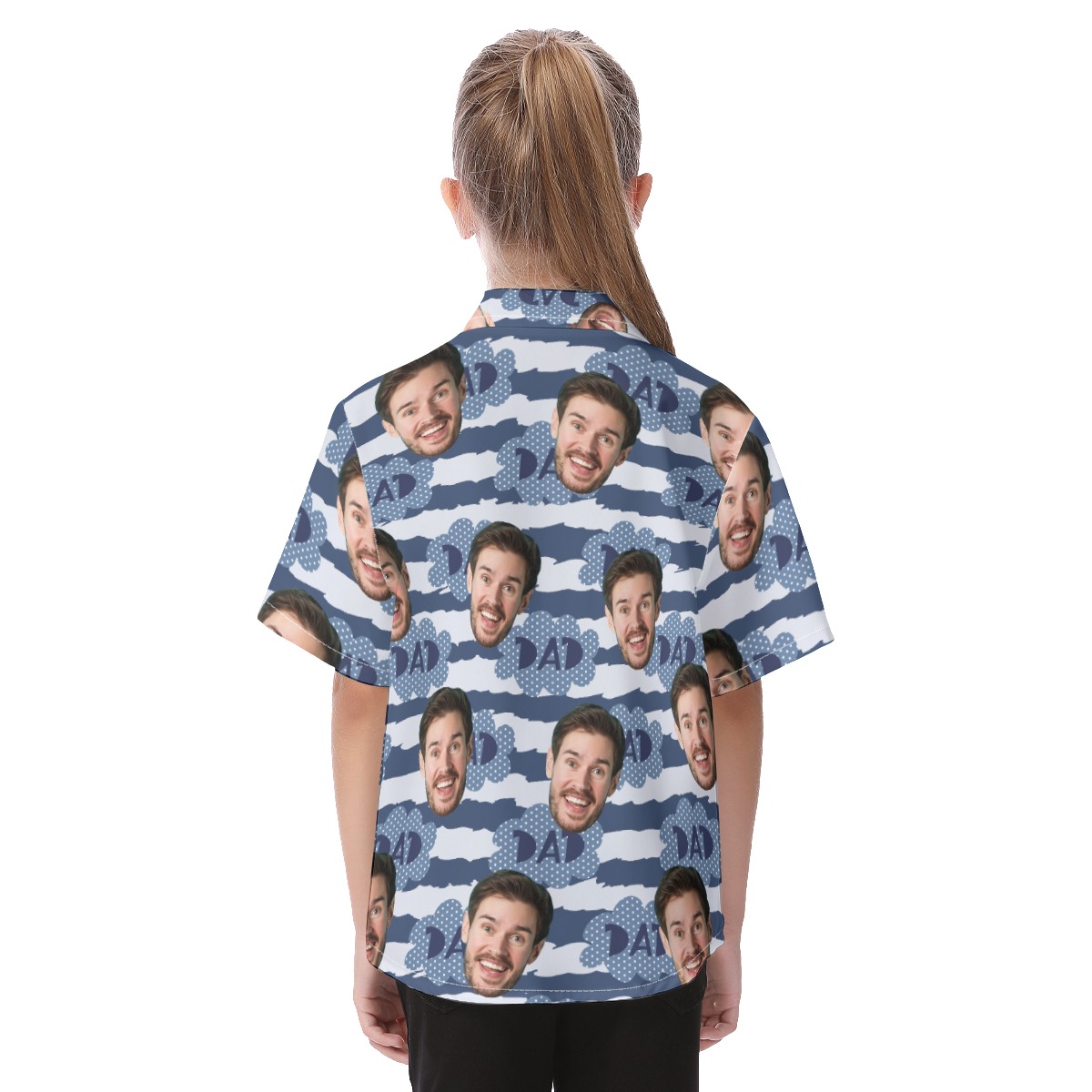 Funny Custom Face Blue Aloha Shirt For Kids