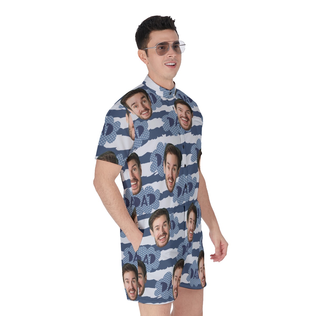 Funny Custom Face Father's Day Hawaiian Romper For Men
