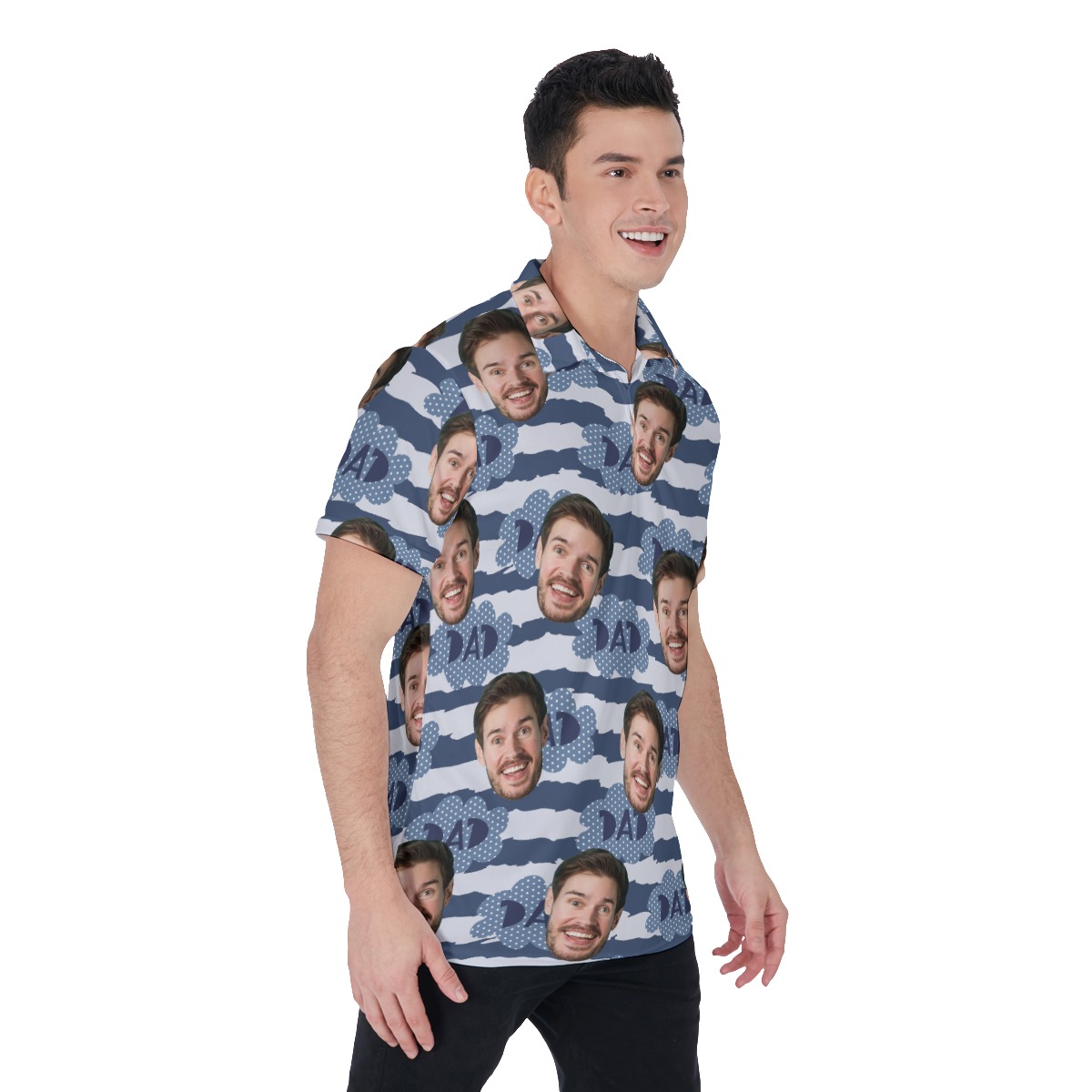 Funny Father's Day Gift Custom Face Men's Hawaiian Polo Shirt