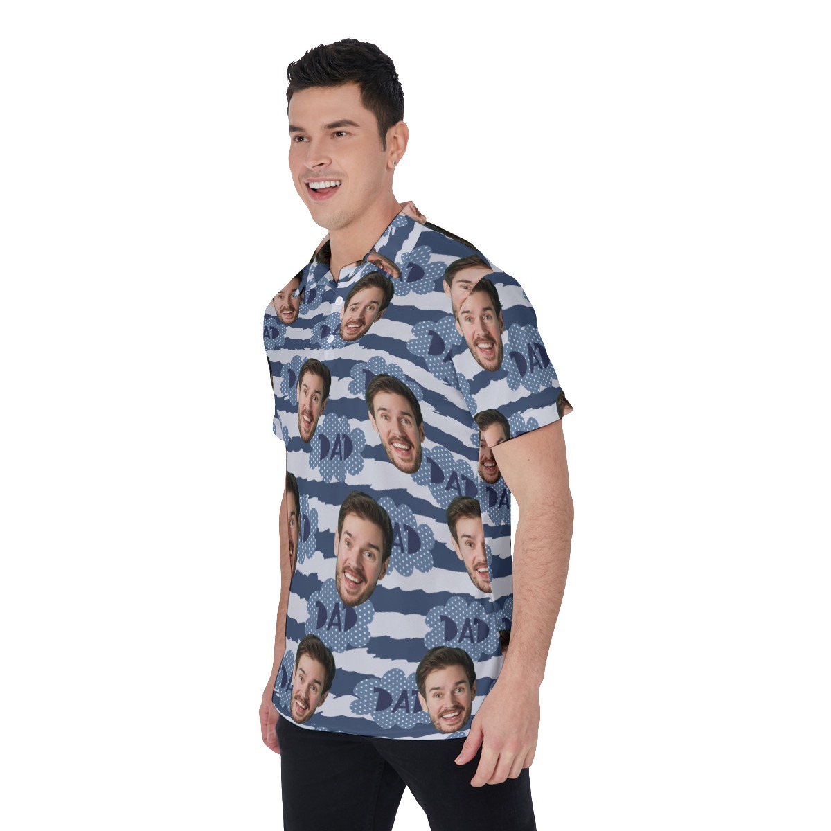 Funny Father's Day Gift Custom Face Men's Hawaiian Polo Shirt