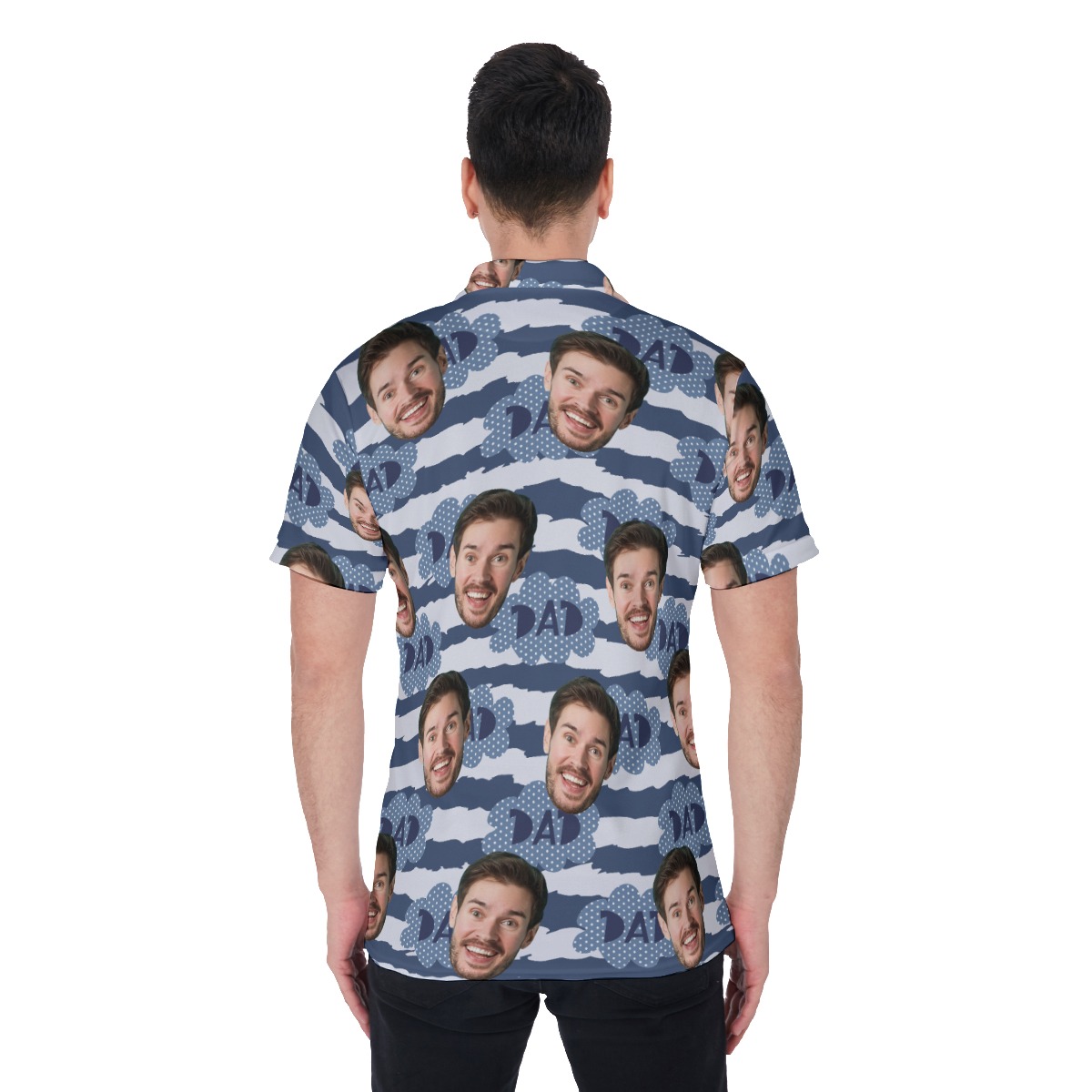 Funny Father's Day Gift Custom Face Men's Hawaiian Polo Shirt