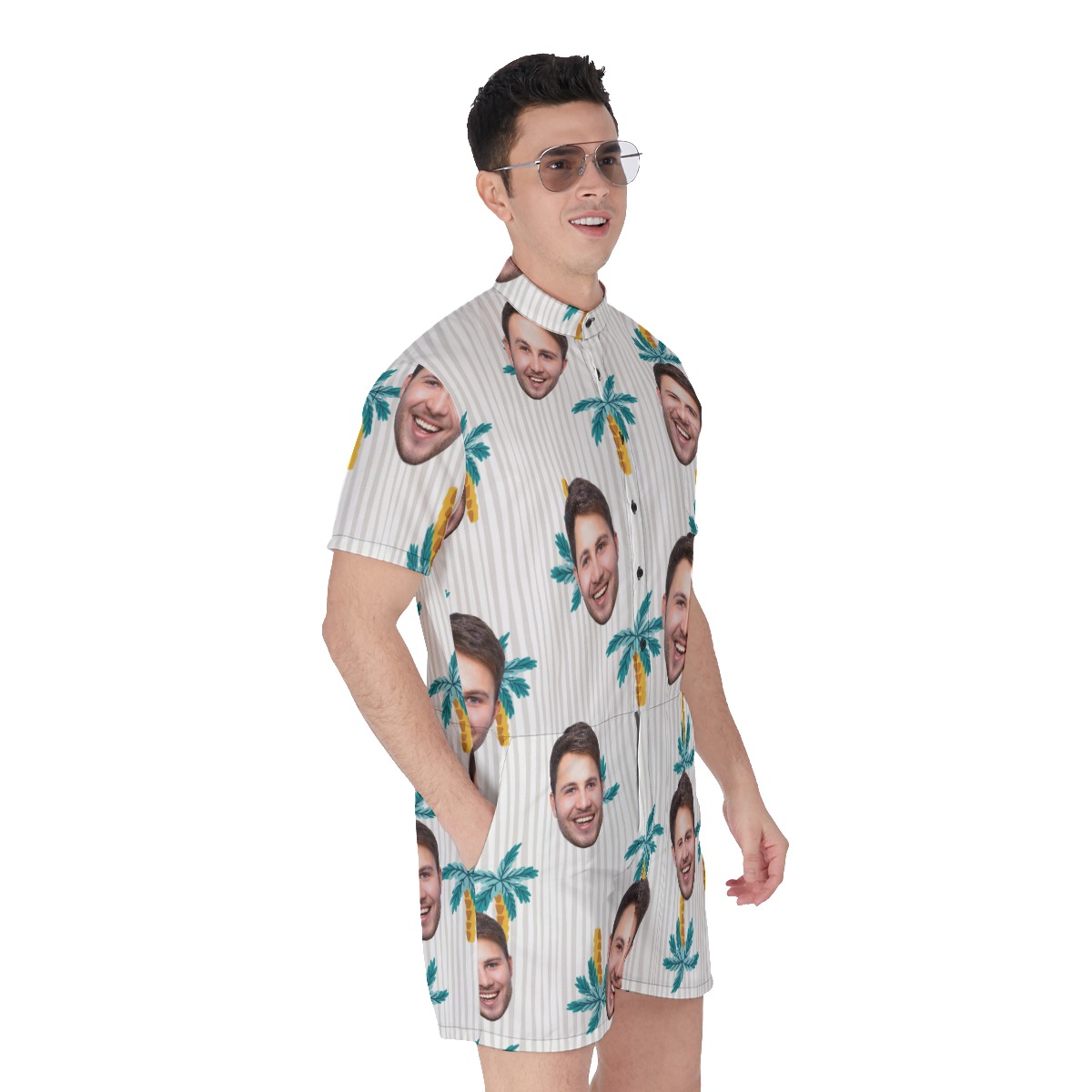 Cool Palm Tree Men's Hawaiian Romper With Custom Face