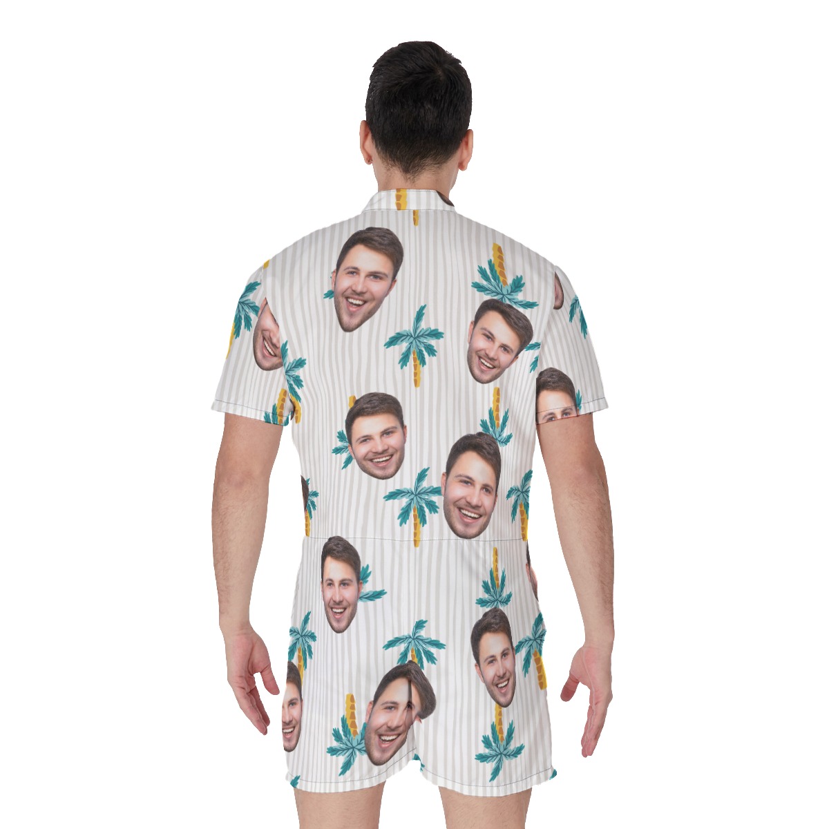Cool Palm Tree Men's Hawaiian Romper With Custom Face