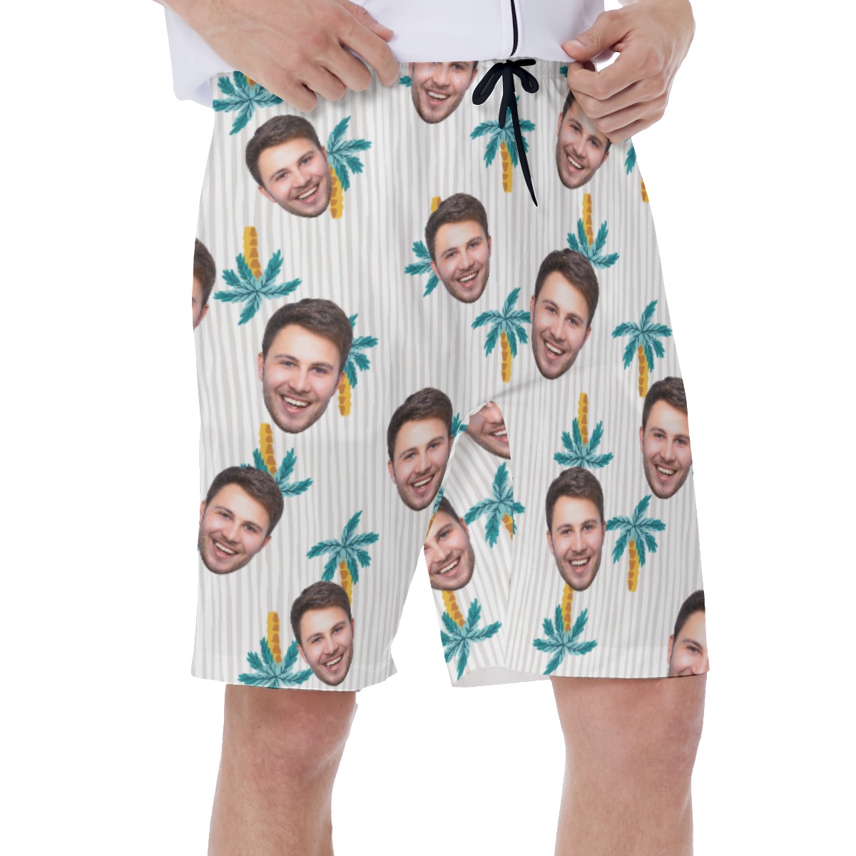 Unique Palm Tree Custom Face Men's Swim Trunks