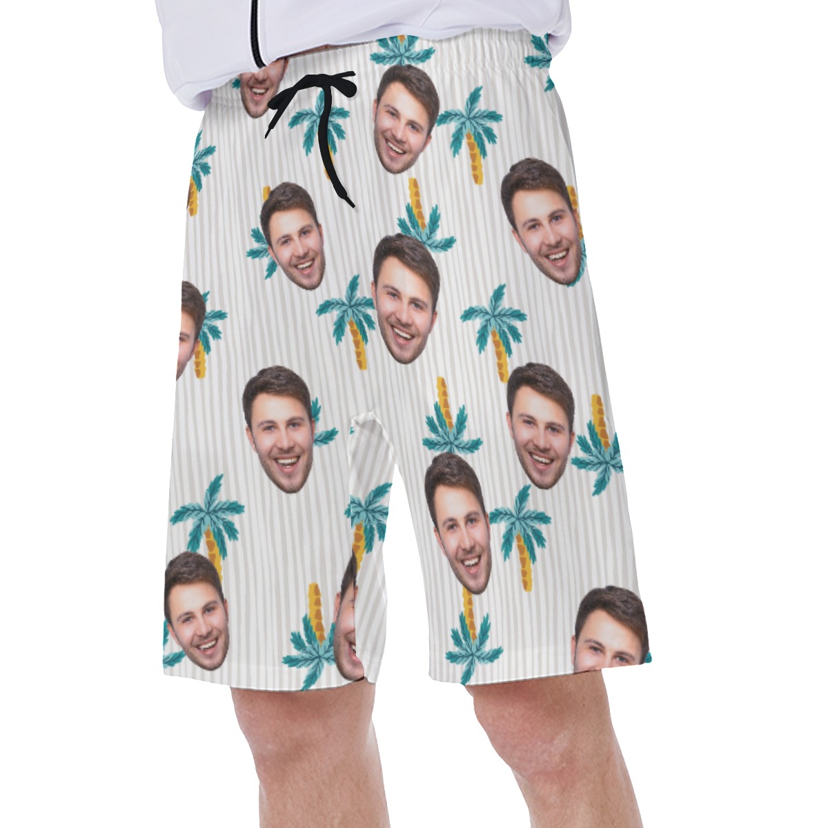 Unique Palm Tree Custom Face Men's Swim Trunks