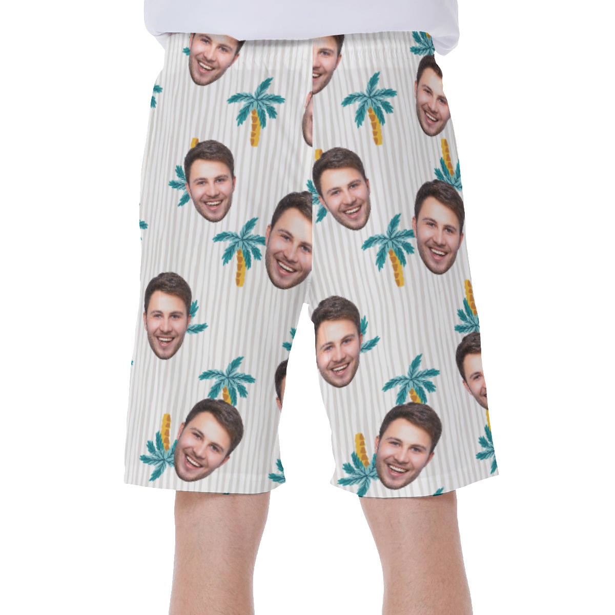 Unique Palm Tree Custom Face Men's Swim Trunks